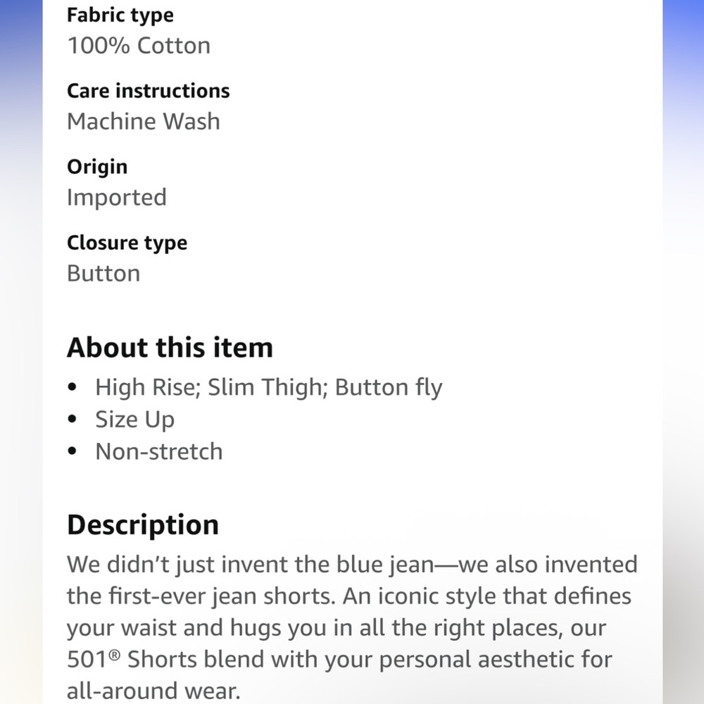 Levi's Blue High-Waisted Jean Shorts - Picture 4 of 6